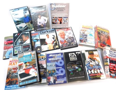 F1 DVDs and VHS video cassettes, to include Mansell, The Fight for Victory Damon Hill, Motors of Speed, RAC British Touring Cars 94, Top Gear and others. (1 box)