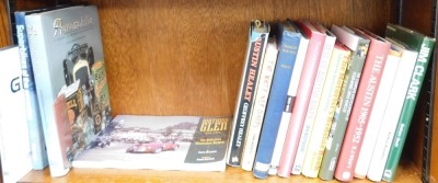 Automobile and Superbike related books, to include John Nicholson and Adam Parsons Five Days of the Grand Prix, John Hopkins The White Nile Diaries, Paul Triton The Godfather of Rolls Royce, The Motorist's Bedside Book, publised by Batsford, etc. (1 shelf