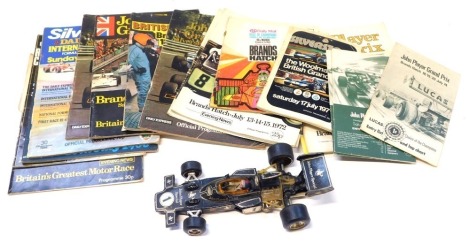 John Players Grand Prix Magazines from the 1970s, and a Corgi John Players Special F1 car.