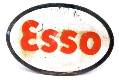 An enamel ESSO advertising sign, the blue enamel border with white ground with red writing, 150cm x 103cm. (AF)