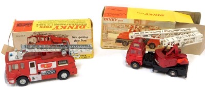 Dinky Toys diecast, 285 Merryweather Marquis fire tender, and a 970 Jones Fleet Master cantilever crane, boxed. (2)