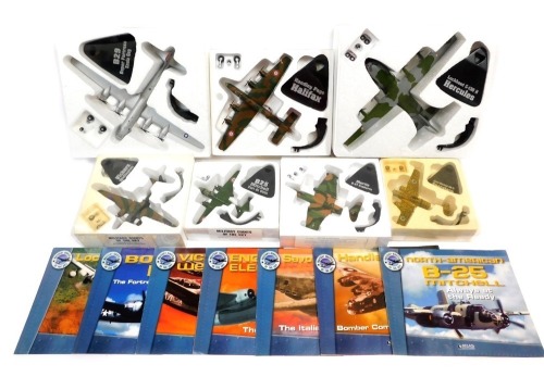 Atlas Editions Military Giants of the Sky diecast planes, including English Electric B-57B Canberra, Handley Page Halifax, Bombardier Hercules C130, etc. (7)