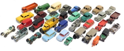 Dinky and other diecast vehicles, including Dinky Toys Vanguard, Dinky Toys Austin Devon, Dinky Toys tanker, Corgi Toys Austin 7, Corgi Morris Mini Minor, etc. (1 tray)