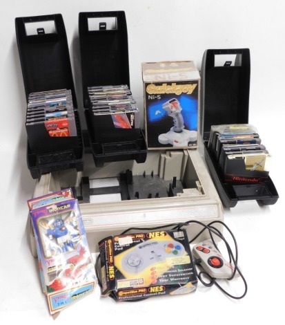 Nintendo NES games and accessories, to include RoboCop, Double Dragon II, Digger Legend of Lost City, Transylvania II Simon's Quest, Super Mario Bros II Jurassic Park, controllers and joysticks. (a quantity)