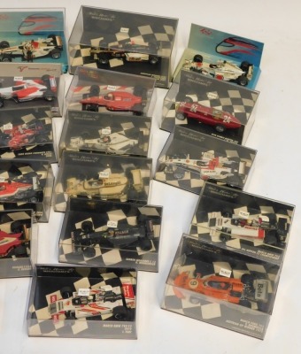 Paul's Model Art Minichamps diecast F1 cars, including Toro Rosso Cosworth STR 1 V Lucy 2006, Tyrrell Ford 025 Jacques Verstappen GP San Morino 1997, Arrows BMW A8 T Boutsen 1985, 2001 British Grand Prix Event Car, European Menardi F1X2 Jaques Verstappen - 3