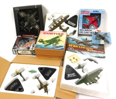 Atlas Editions Models and other diecast planes, including a Rado AR234C Blitz Germany, Avro Lancaster Admiral Prune, Boeing 314 Pan-am, Red Arrows, etc. (a quantity)