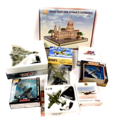 Witty Wings and Dragon and other diecast planes, including a B5747-423, Boeing 747-200 Air Force 1, Focke-Wulf 190A-8, etc. (9)