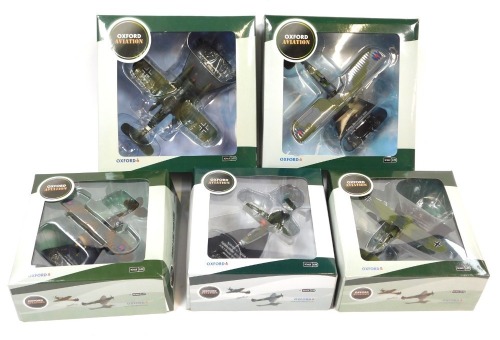 Oxford Aviation 1:72 scale front line fighters, including Heinkell HE 162A-2 Salamander (Volksjager) 2/JG1 Einsatz Gruppe 1 Lect Germany 1945, Gloucester Gladiator Mark II 615 Squadron B Flight St Engelbert Northern France April 1940, Fairy Sword Fish mar