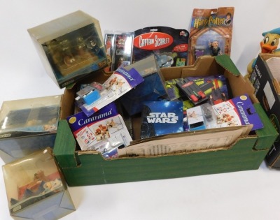 Star Wars Harry Potter and other collectable toys, including Griphook The Gringotts Goblin, Captain Scarlett, Spectrum pursuit vehicle, Ardman Creature Comfort Alvin, various trolls, Bart Simpson alarm clock, etc. (2 boxes) - 3