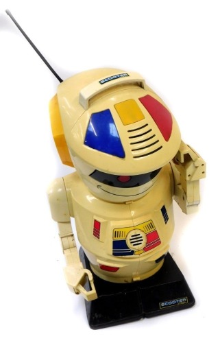 A Robot Scooter 2000 Butler, with remote control and instruction book, lacking tray, 64cm high.