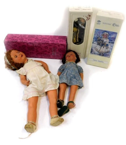 Bisque porcelain dolls, including the Kerson Collection doll, The House of Valentina dolls, etc. (1 box)