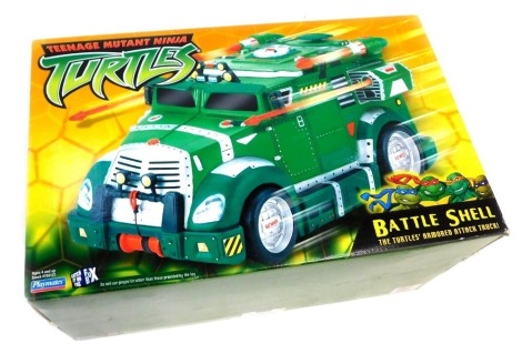 A Play Mates Teenage Mutant Ninja Turtles Battle Shell, Armored Attack Truck and figures, boxed.