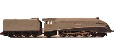 A white metal kit built OO gauge locomotive, class A4 Silver Fox, 4-6-2, 2512, LNER silver grey.