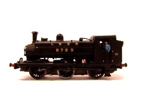 A white metal kit built OO gauge class J52 locomotive, 0-6-0ST, 8759, LNER black.