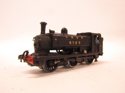 A white metal kit built OO gauge class J52 locomotive, 0-6-0ST, 8759, LNER black. - 4