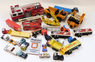 Diecast and other vehicles, including Corgi Simon Snorkel, Matchbox Super Kings K12 Hercules mobile crane, Corgi Volvo truck, Dinky Toys ERF fire tender, etc. ( boxes)