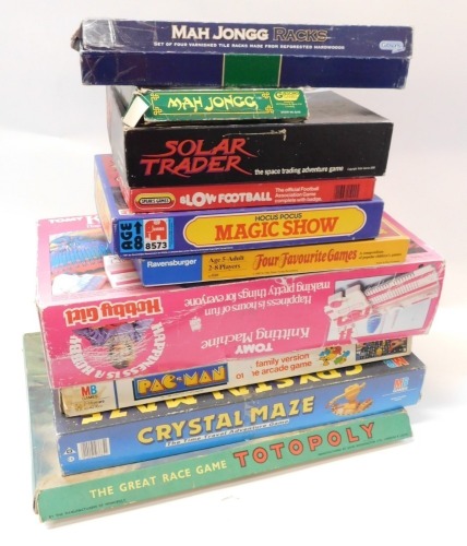 Games, including Totopoly, Milton Bradley The Crystal Maze, Hobby Girl knitting machine, Jumbo Hocus Pocus Magic Show, etc. (a quantity)