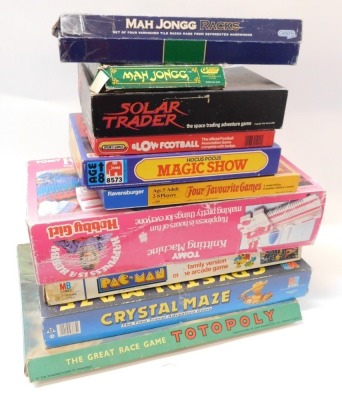 Games, including Totopoly, Milton Bradley The Crystal Maze, Hobby Girl knitting machine, Jumbo Hocus Pocus Magic Show, etc. (a quantity)