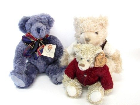 Teddy bears, including a Canterbury Bears limited edition Violet Bear, signed by T Blackburn, a Giorgio Beverly Hills 2003 Collectors Bear, and a Heartfelt Collectables Molly. (3)