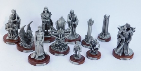 A set of Sculptures Dream Lord of the Rings figures, comprising Legoless and Gimli, Orthanc, Aragorn, Witch King, Shelob, Orc, Hobbit, Sauron, Minastirith, Saruman and Galadriel, boxed. (a quantity)