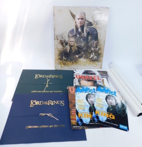 Lord of the Rings memorabilia, comprising two Collector's Edition Art Portfolios, posters, Odeon Film Release guides, Night & Day Collector's issue, etc. (a quantity)