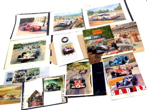 Michael Turner Motor Racing artwork, including coloured prints, posters and calendars, and postcards after Walter Gotschke. (a quantity) To be sold on behalf of the Estate of the Late Jeffrey (Jeff) Ward.