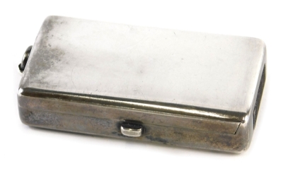 An Edward VII silver combination sovereign and stamp case, by John Millward Banks, of rectangular form, with a part silver gilt interior, space for stamps and spring loaded sovereign section, Birmingham 1901, 8cm long, 2.6 oz.