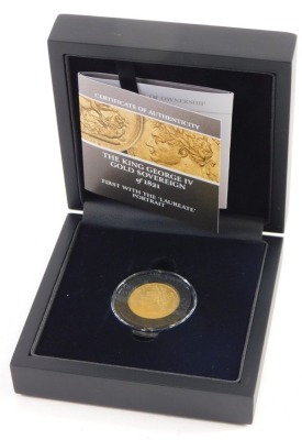 A George IV gold sovereign, 1821, in plastic casing, in Hatton's of London outer box. with paperwork. - 3