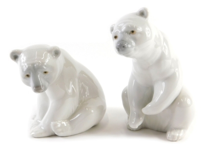 A 20thC Lladro pottery figure of a bear, printed marks beneath, and another, 11cm high, etc. (2)