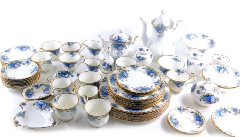 A Royal Albert Moonlight Rose blue printed tea set, etc.