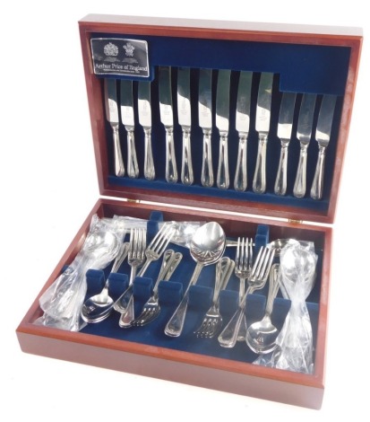 An Arthur Price canteen of old English beaded cutlery, in mahogany case.