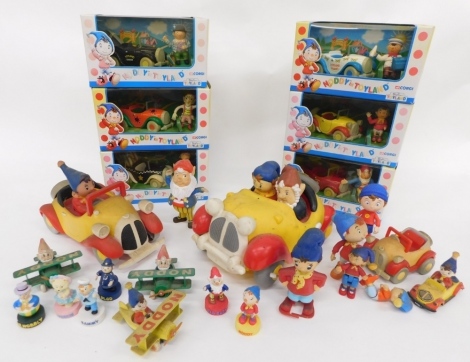 Various Corgi boxed Noddy In Toyland figures, to include Big Ears and others, celluloid Noddy and Big Ears in car, 15cm high, etc. (a quantity)