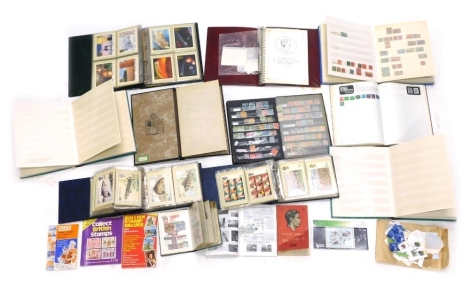 Various 20th Anniversary of The Coronation and other Royal Mail postcard stamps, quantity of vacant stamp albums, small quantity of loose stamps etc. (a quantity)