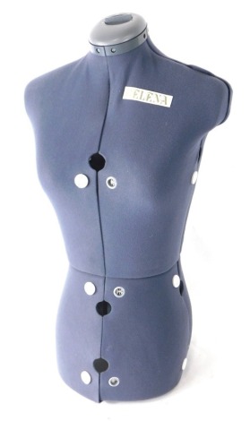 A Helena mannequin dummy, female quarter profile, with adjustable numbered top, 75cm high.