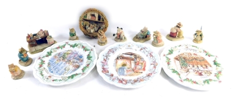 Various Brambly Hedge figures, to include Primrose BH3, 7cm high, various others, wall plates, etc. (a quantity)