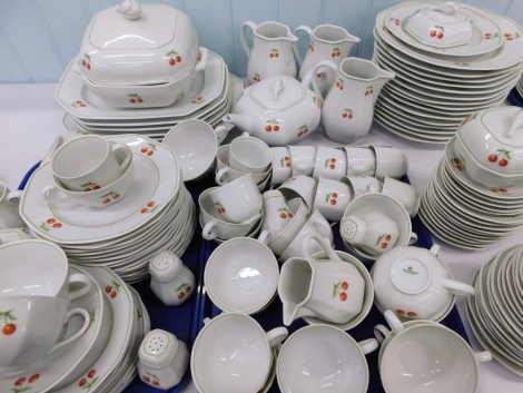 A comprehensive Villeroy & Boch Heinrich Cherry pattern part service, to include coffee pot, 28cm high, teapot, various plates, soup bowls, tureen, jugs, serving plates, cruet, etc., printed marks beneath. (a quantity)