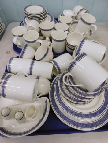 A comprehensive Royal Doulton British Airways used part service, to include coffee cups, 10cm high, various plates, crescent shaped dishes, teacups, cruet, bowls, plates, side plates, saucers etc. (a quantity)