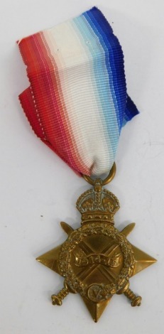 A WWI medal, 1914-15 Star, marked 37629 SAPR W.BELL RE.