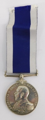 A George V Long Service and Good Conduct medal, marked 218238 NELSON PIERCE AB HMS LUCIA.