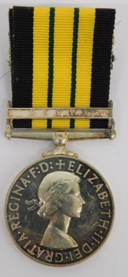 An Elizabeth II Africa medal, marked V P R KAMOTHO S O MIANO, the ribbon with Kenya clasp.