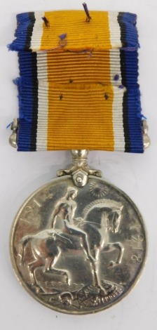 A World War I 1914-18 medal, marked 8171 PTE J T SHARKEY CHES R.