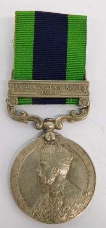 A George V India medal, marked 2771 SEP B HANGA SINGH JTNO I S T, the ribbon with Afghanistan NWF 1919 clasp.