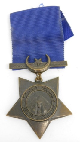 An 1884-86 Egypt star, with crescent to the ribbon, unmarked.