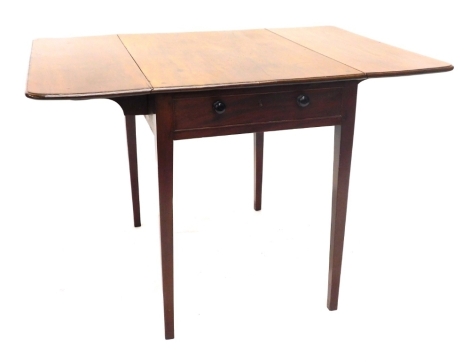 A 19thC mahogany D end drop leaf table, on square legs, 69cm high.