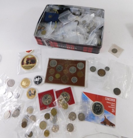 Various GB and world used coins, commemorative coins and others, low denomination, coin sets, various low denomination world coins, etc. (a quantity)