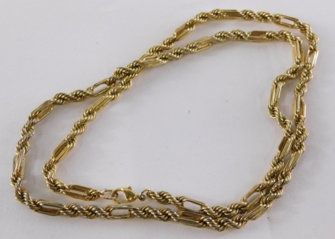 A gold plated fancy link neck chain, 70cm long.