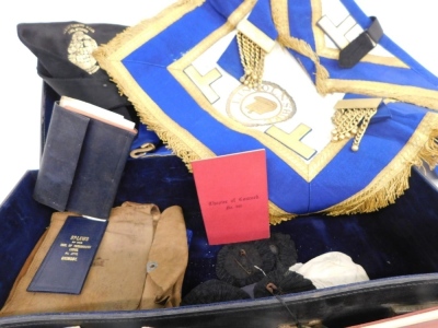 Various Masonic regalia, in a black leather case marked FN Patman Lincoln, to include epaulettes, a Grenville Lodge number 1787 marked Bro F Patman book sleeve, various ephemera, Bi-Laws of the Early of Yarborough Lodge, and other booklets, a George Kenni - 4