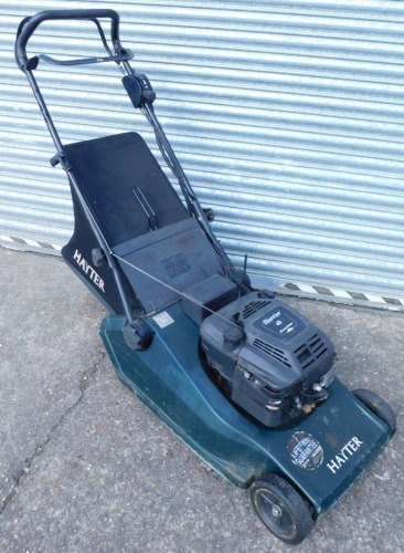 A Hayter 48 lawn mower, with grass box.