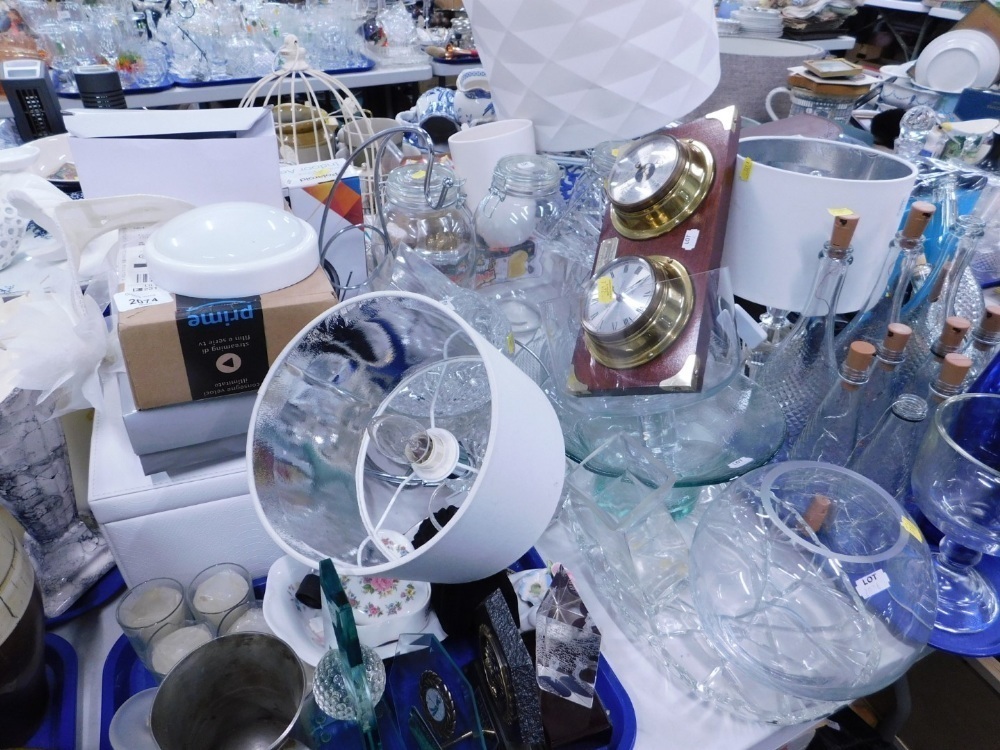 Household china, glassware and effects, wall hanging clock and ...