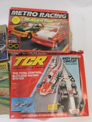 Slot car sets, comprising a Matchbox M2 motorised motorway, Ideal Total Control racing control set, Scalextric Metro Racing set and a Kodak Toys Midnight racing set with working headlights and rear lights. (4) - 3